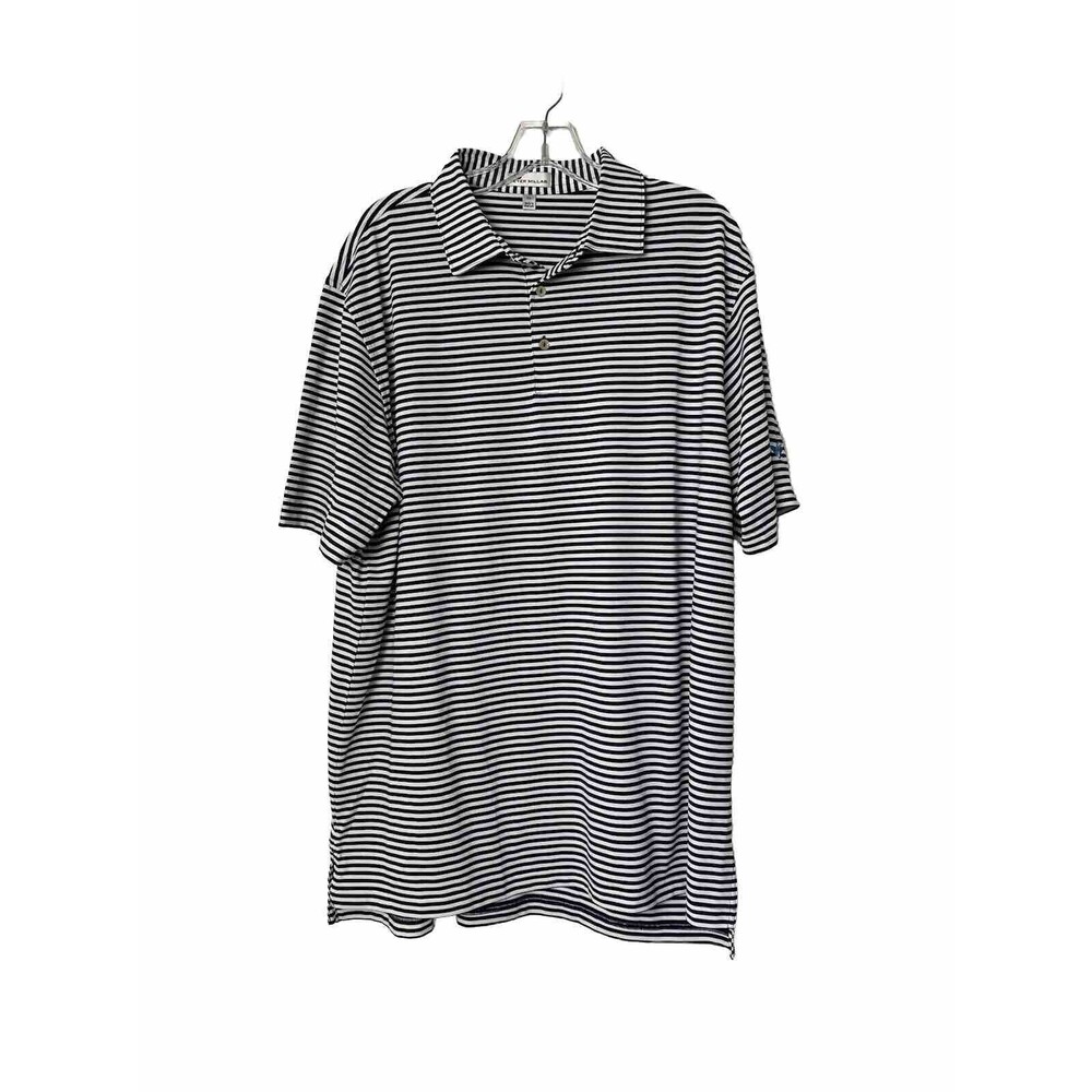 Peter Millar Summer Comfort Golf Polo Shirt Men's XL Blue Striped Short Sleeve